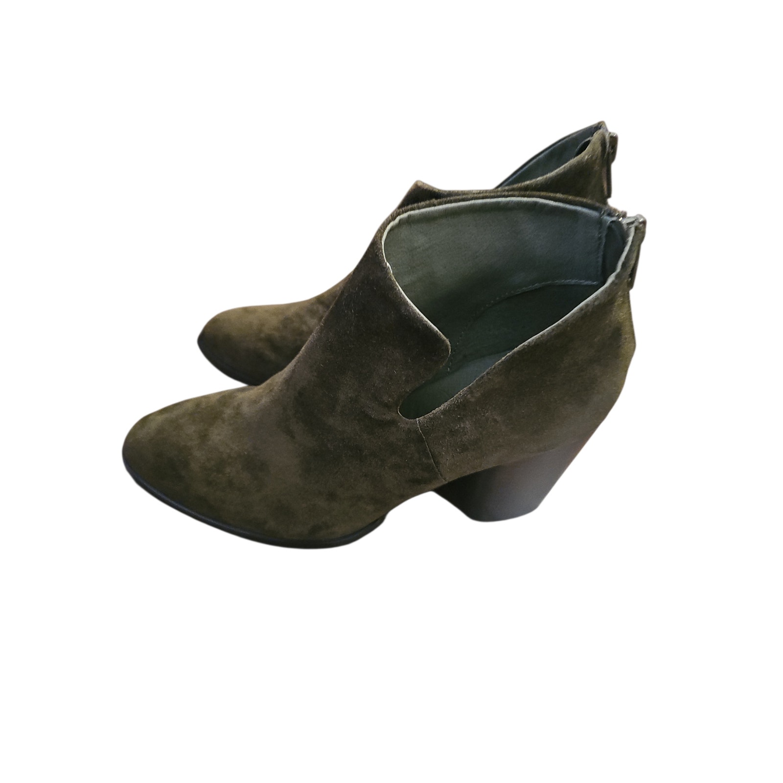 Chocolat Blu 41 Boutique Olive Green Suede Heel Ankle Boot Booties Sz 10 New$198